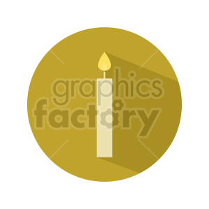 Clipart image of a lit candle with a yellow flame against a round yellow background.