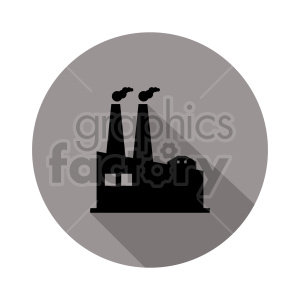 A clipart image of a factory building with smokestacks emitting smoke.