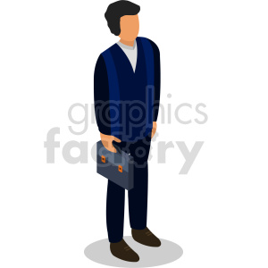 Isometric illustration of a business person holding a briefcase.