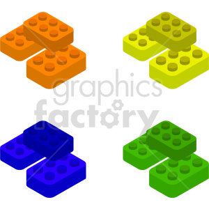 building blocks isometric vector graphic bundle