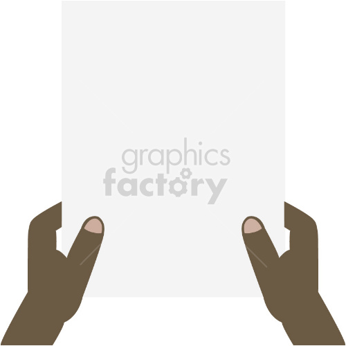 A clipart image of two hands holding a blank sheet of paper.