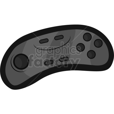 A black and gray clipart image of a gaming controller featuring an analog stick, buttons, and directional pads.