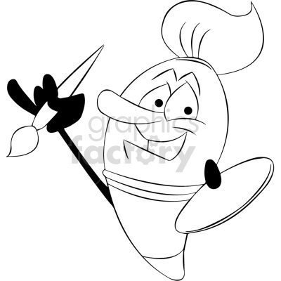 A cheerful cartoon paintbrush character, holding a paintbrush with a smile, likely an artist or painter.