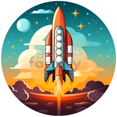 rocket blasting into space icon