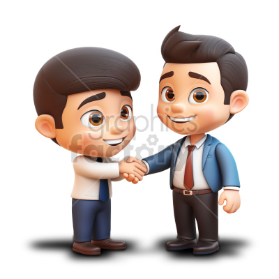 Clipart image of two cartoon businessmen shaking hands, symbolizing agreement and partnership.