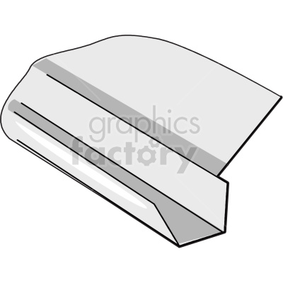 A clipart image of a gray gutter, which is used to run water off the roof and into the drains
