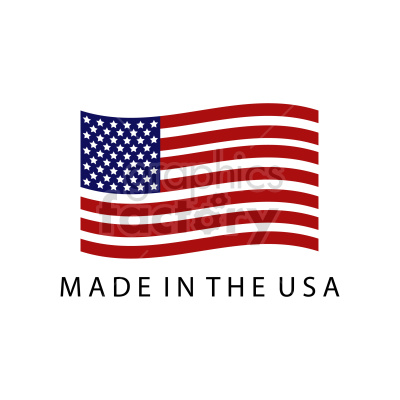 Clipart image featuring a stylized American flag with the words 'MADE IN THE USA' beneath it.