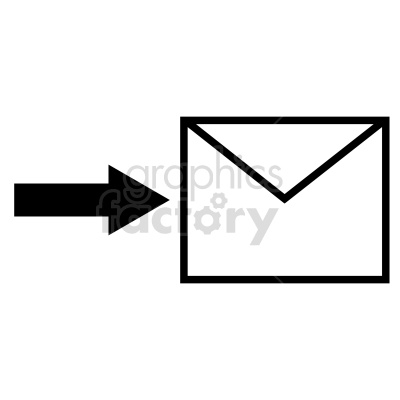 This clipart image features an arrow pointing towards an envelope, signifying an incoming email or message.