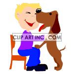 Animated dog licking a boys face