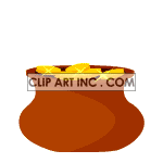 Animated clovers with gold coins dropping into pot