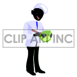 Animated chef making food.