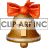 This gif animation shows a bell with a red bow on the top. It has the letter T inside