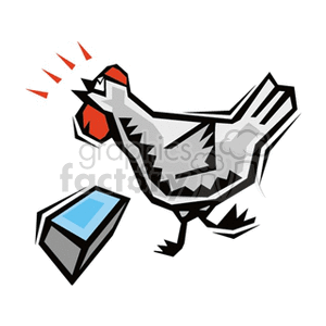 Rooster Crowing By a Box of Water