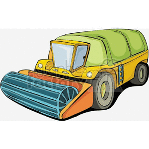   This clipart image features a combine harvester, which is a type of farm equipment used to harvest crops. 