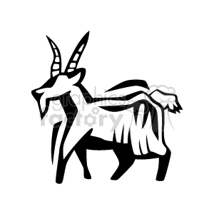 The clipart image depicts a stylized representation of a goat. The goat is shown with prominent horns and a flowing beard, and its body is represented in a simplified, abstract form.