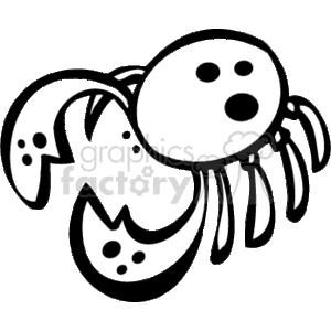 Black and white cartoon of a Crab
