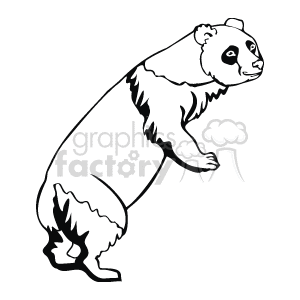 The image shows a cartoon of a panda leaning on a fallen tree. The drawing is a clean outline, which is great for coloring in