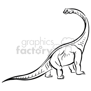   The image is a line drawing of a sauropod dinosaur, which is characterized by its very long neck, long tail, and four thick, pillar-like legs. Sauropods were one of the largest groups of dinosaurs, and this illustration represents that well with its depiction of the dinosaur