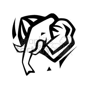 This clipart image features a stylized, abstract representation of elephants. It shows a close-up detail perspective with the emphasis on the bold lines and shapes that form the outline of the elephant figures.