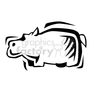 The clipart image shows a stylized representation of a hippopotamus. It appears to be a black and white image featuring a simplified, cartoon-like illustration of the animal.