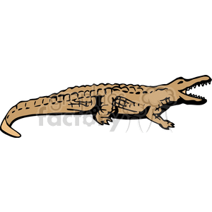The clipart image shows a stylized illustration of a crocodile. The crocodile is depicted in a side profile with visible scales, a long tail, and its mouth open, displaying a row of sharp teeth.