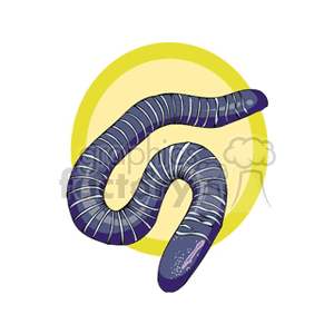 The image depicts a stylized illustration of a worm. It's a simple graphic, suitable for representing concepts such as earthworms, bait for fishing, or soil health and biology.