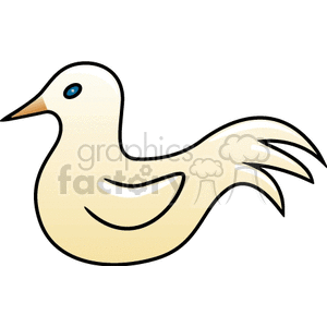 A simple and cute clipart illustration of a beige bird with a blue eye.