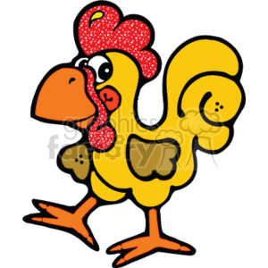   The clipart image depicts a male rooster, also known as a cock, in a country style. The bird is shown in a standing position with its head held high and a look of confidence. The detailed illustration highlights the rooster