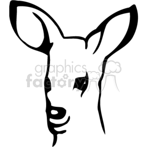 The image shows a simple black and white clipart of a deer head. It features the outline and some internal details to highlight the deer's features, such as the eyes, ears, and nose.