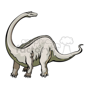 The clipart image depicts a cartoon-styled drawing of a sauropod dinosaur, which is a group known for their large size, long necks, long tails, and four pillar-like legs.