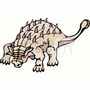 The clipart image shows a cartoon representation of a dinosaur, specifically a quadruped with a prominent set of spikes on its back and a heavily armored head featuring a bony frill. This creature is designed in a stylized and simplified manner typical of clipart. 