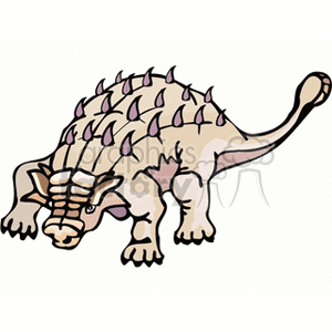   The clipart image shows a cartoon representation of a dinosaur, specifically a quadruped with a prominent set of spikes on its back and a heavily armored head featuring a bony frill. This creature is designed in a stylized and simplified manner typical of clipart.  