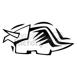 This image depicts a stylized outline that represents a generic dinosaur or perhaps a rhinoceros. It is a black and white illustration with a modern, graphic design. 