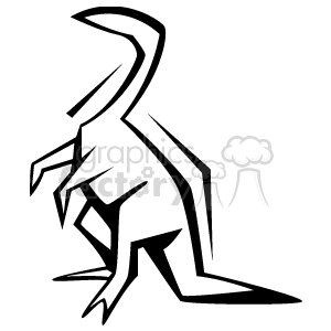 The clipart image shows a stylized, angular depiction of a dinosaur. It's a simple, black-and-white image presenting an abstract and geometric version of a dinosaur.