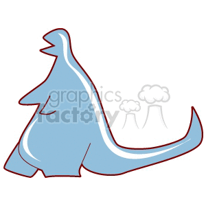The image features a simple blue cartoon dinosaur. The dinosaur clipart is stylized with a gentle curve forming its back and tail, and it appears to be smiling or content.
