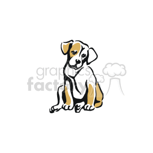 The clipart image shows a Beagle type puppy. It has its head slightly tilted, suggesting curiosity
