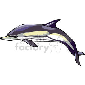 The clipart image depicts a stylized illustration of a dolphin, with characteristic features like its dorsal fin, beak-like mouth, and flippers being prominently displayed.