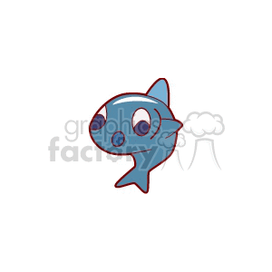 The image is a clipart of a stylized blue fish with circular patterns, a cartoonish design, big eyes, and a small smile.