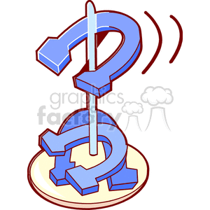 A clipart image depicts a series of question blue horseshoes stacked on a pole