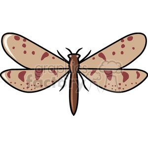 A clipart image of a brown dragonfly with spotted wings, showcased against a white background.