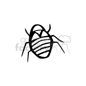A black and white clipart image of a bug, possibly a cockroach, with a striped pattern on its back.