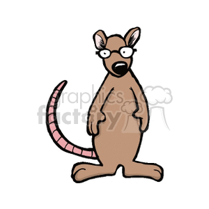 The clipart image features a cartoon representation of a rodent, possibly intended to be a mouse or rat. It stands upright on its hind legs with its tail visible behind it. The rodent has big eyes with glasses, giving it a somewhat humorous and anthropomorphized appearance.