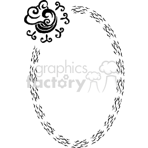  The clipart image is a decorative oval border or frame. The design consists of intricate, swirling lines with a leafy or vine-like appearance, adding a sense of elegance and ornamental flair. There