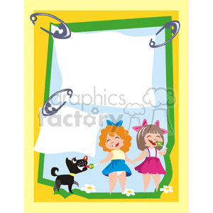 Cute Children and Dog with Text Space