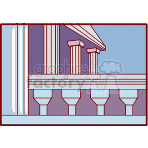 A stylized clipart image depicting classical architecture with columns and a portico.