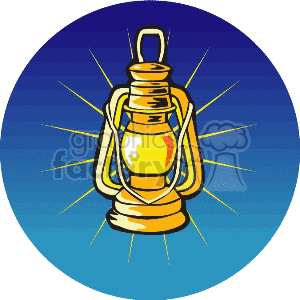 A clipart image of a bright, golden lantern with a glowing light, set against a blue gradient circular background.