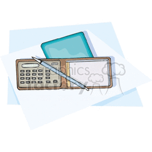 Office Supplies with Calculator and Notepad