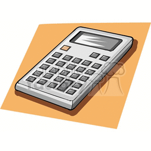 Cartoon Gray Calculator on Orange Background