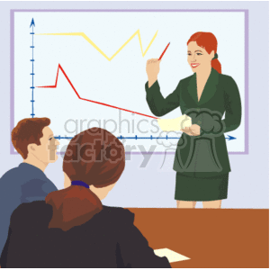 Business people linechart meeting