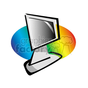 Flatscreen Computer Monitor with Rainbow Background